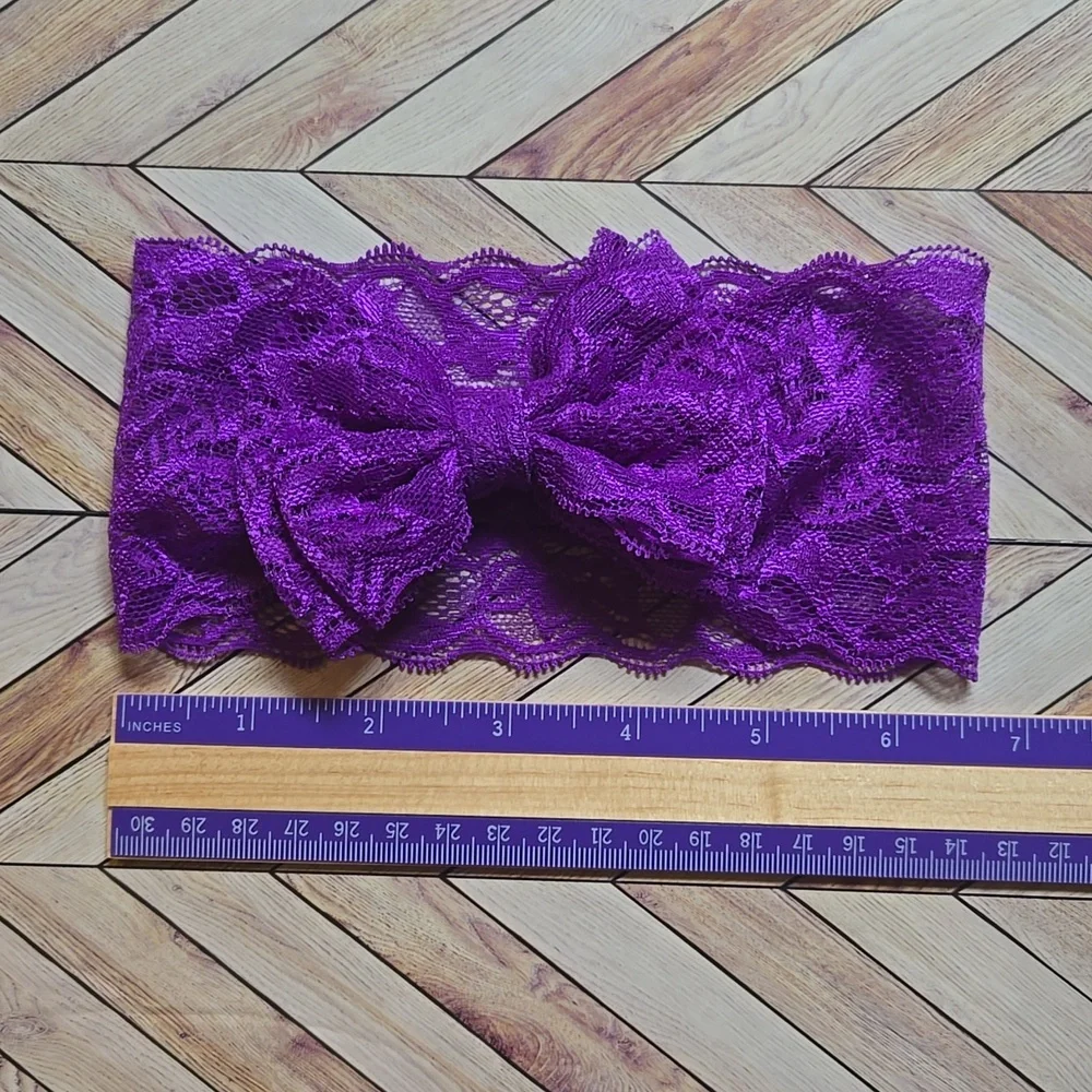 ​Baby Girls Lace Bow Headbands Set Soft Elastic Wide Hairbands Infants & Toddler